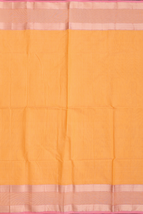 Maheswari Silk Cotton Saree In Orange With Contrast Border