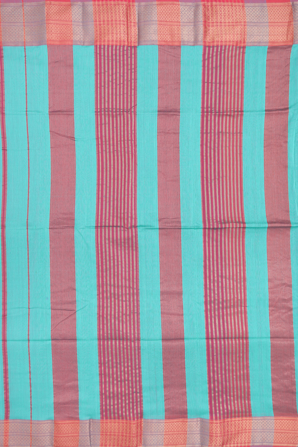 Maheswari Silk Cotton Saree In Tiffany Blue With Zari Border