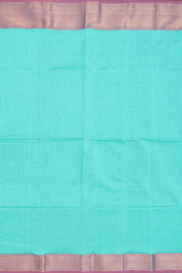 Maheswari Silk Cotton Saree In Tiffany Blue With Zari Border