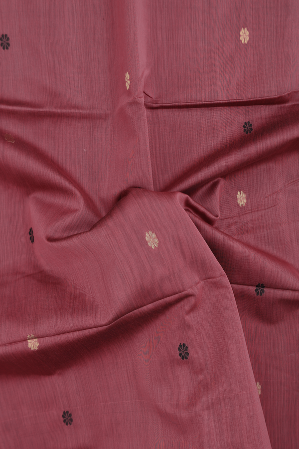 Maheswari Silk Cotton Saree In Mulberry With Floral Buttas