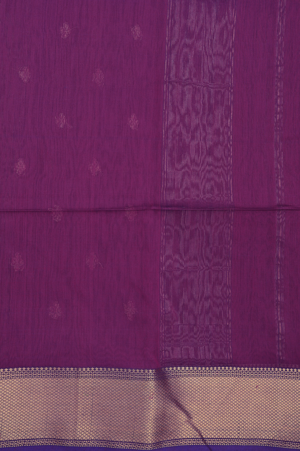 Maheswari Silk Cotton Saree In Purple With Zari Buttas