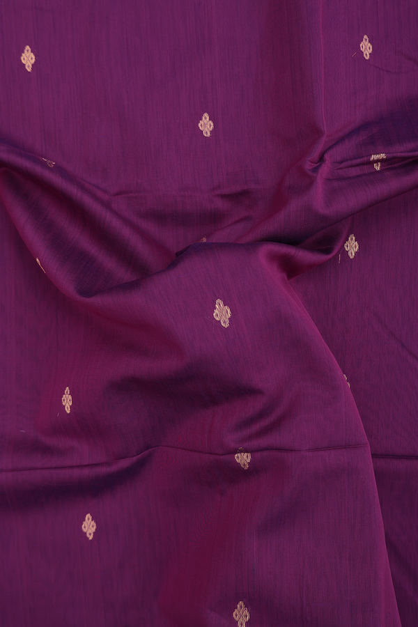 Maheswari Silk Cotton Saree In Purple With Zari Buttas