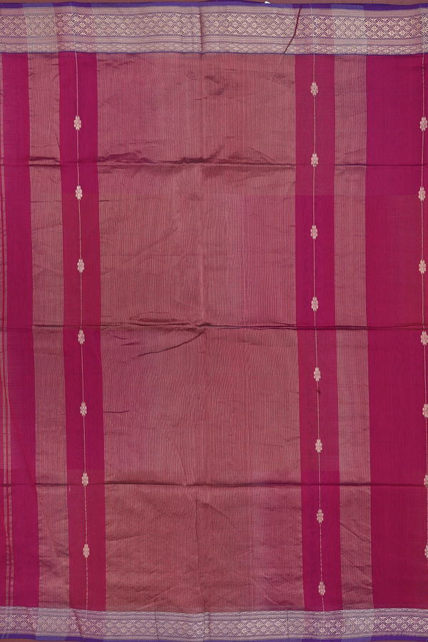 Maheswari Silk Cotton Saree Deep Mulberry With Stripes Design