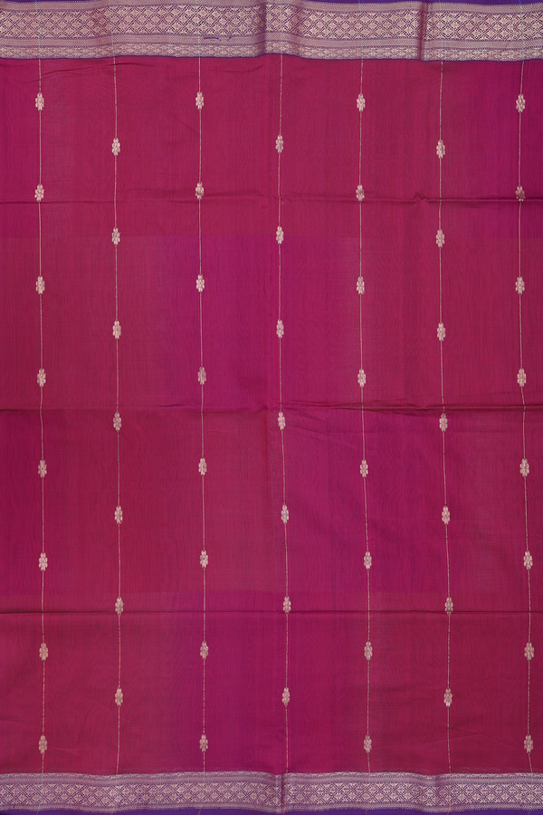 Maheswari Silk Cotton Saree Deep Mulberry With Stripes Design