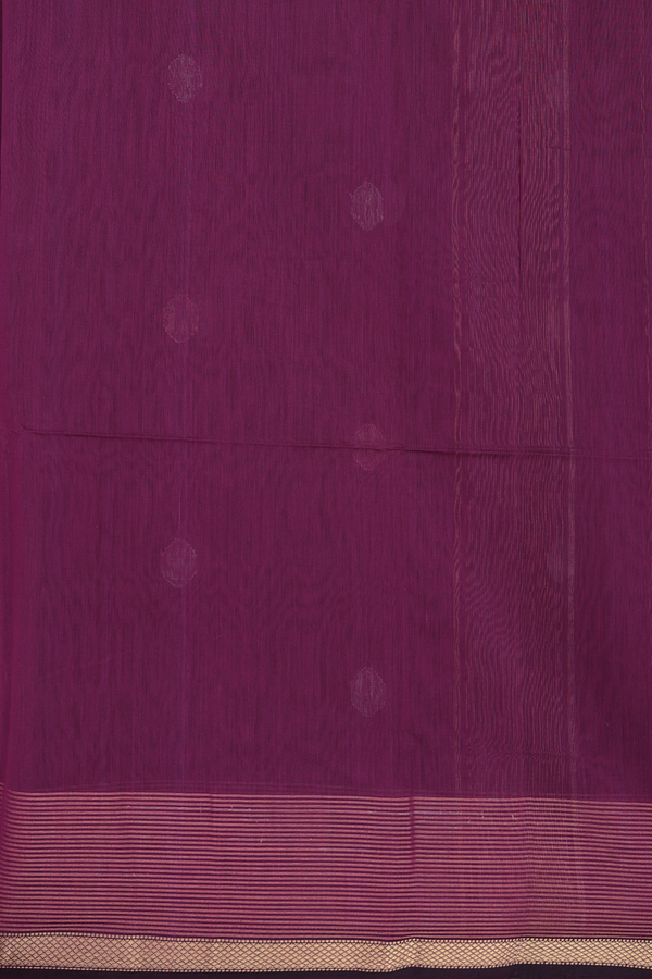 Maheswari Silk Cotton Saree In Plum Purple With Zari Buttas