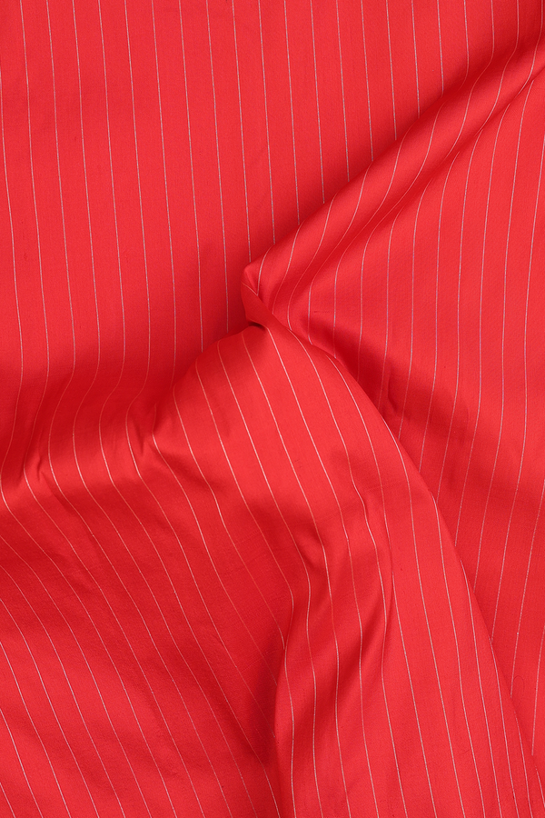 Paithani Silk Saree In Chilli Red With Stripes Design