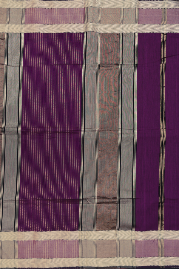Maheswari Silk Cotton Saree In Purple With Threadwork Border
