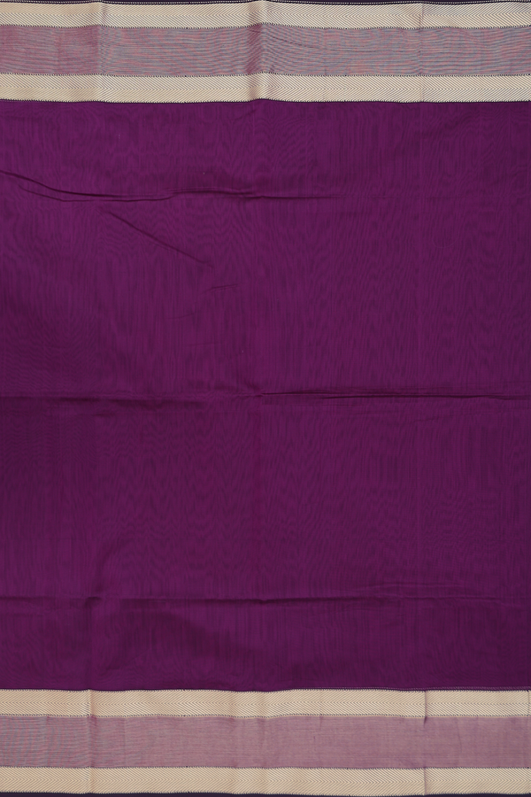 Maheswari Silk Cotton Saree In Purple With Threadwork Border
