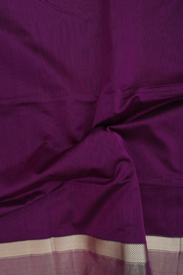 Maheswari Silk Cotton Saree In Purple With Threadwork Border