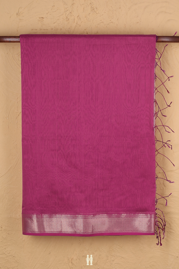 Maheswari Silk Cotton Saree In Dark Pink With Zari Border