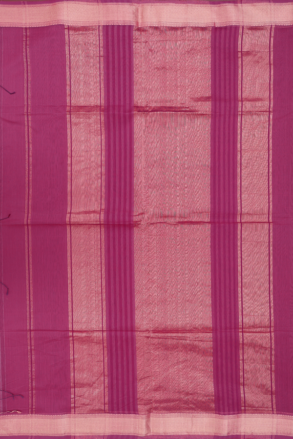 Maheswari Silk Cotton Saree In Dark Pink With Zari Border