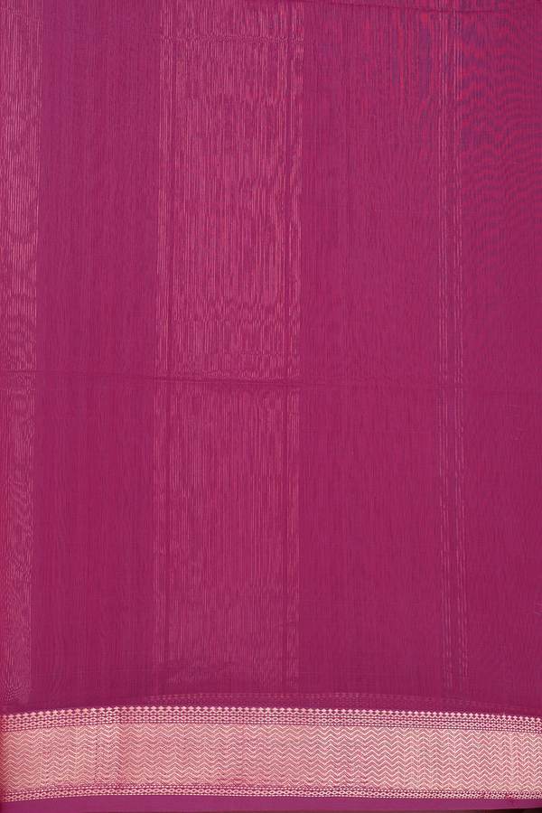 Maheswari Silk Cotton Saree In Dark Pink With Zari Border