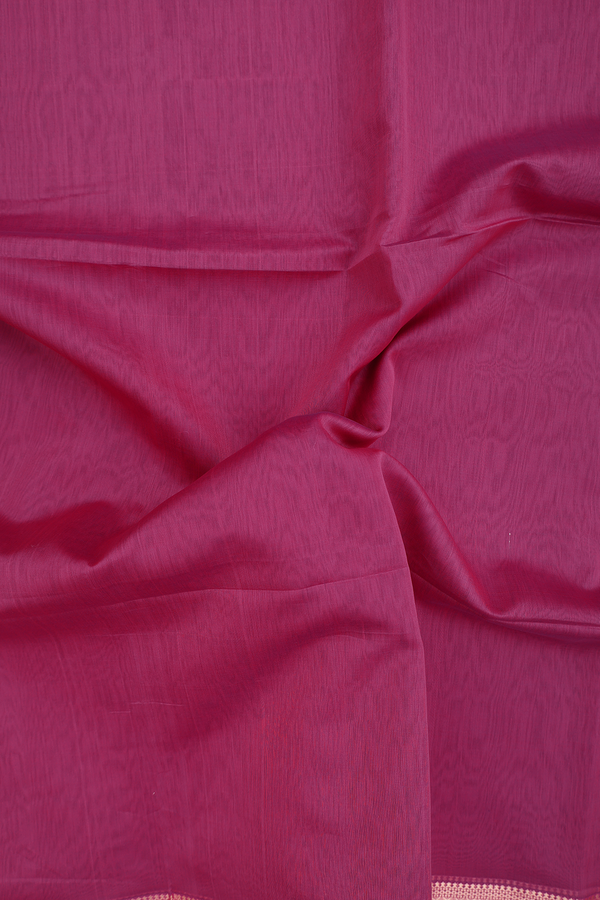 Maheswari Silk Cotton Saree In Dark Pink With Zari Border