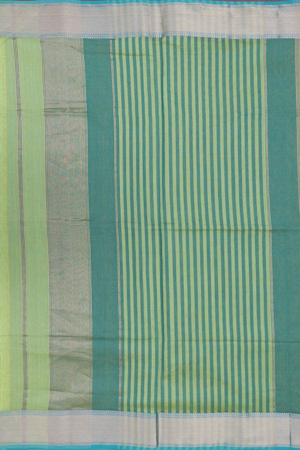 Maheswari Silk Cotton Saree In Pear Green With Zari Border