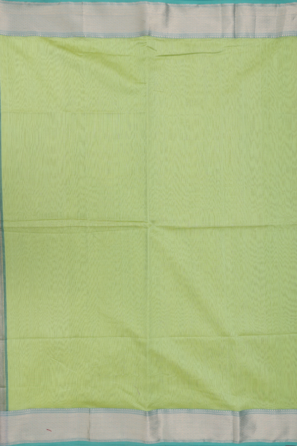 Maheswari Silk Cotton Saree In Pear Green With Zari Border