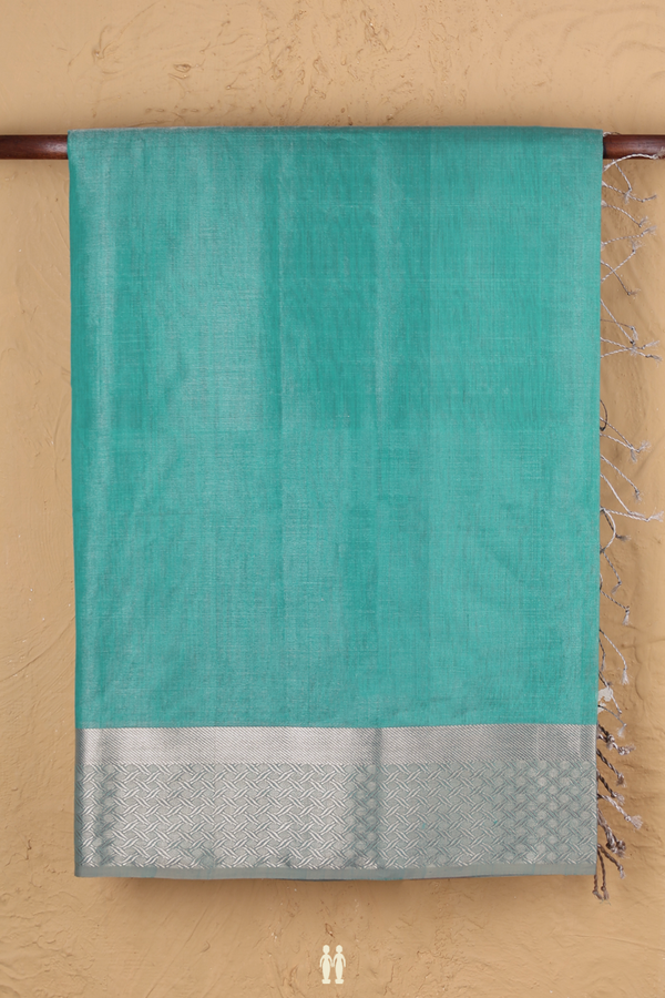 Maheswari Silk Cotton Saree Tissue Blue With Contrast Border