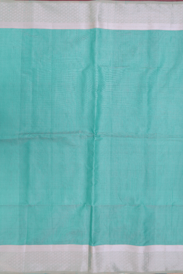 Maheswari Silk Cotton Saree Tissue Blue With Contrast Border