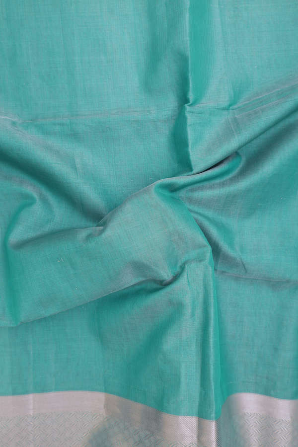 Maheswari Silk Cotton Saree Tissue Blue With Contrast Border