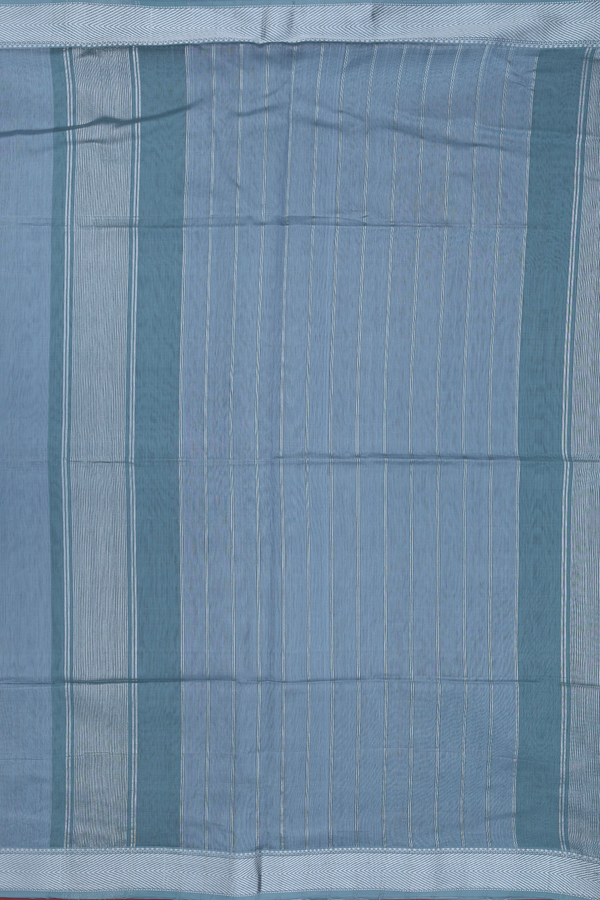Maheswari Silk Cotton Saree Blue With Threadwork Border