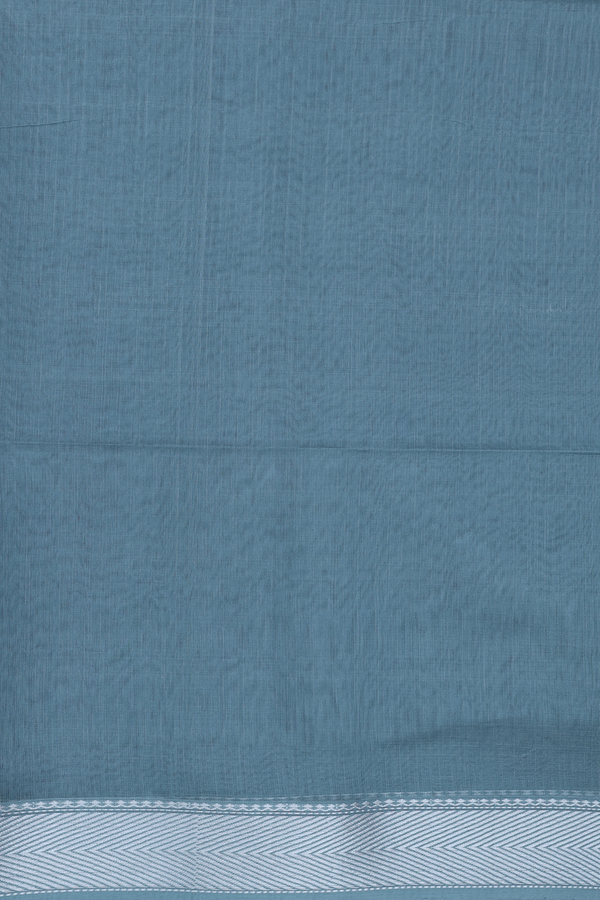 Maheswari Silk Cotton Saree Blue With Threadwork Border