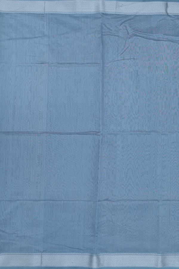 Maheswari Silk Cotton Saree Blue With Threadwork Border