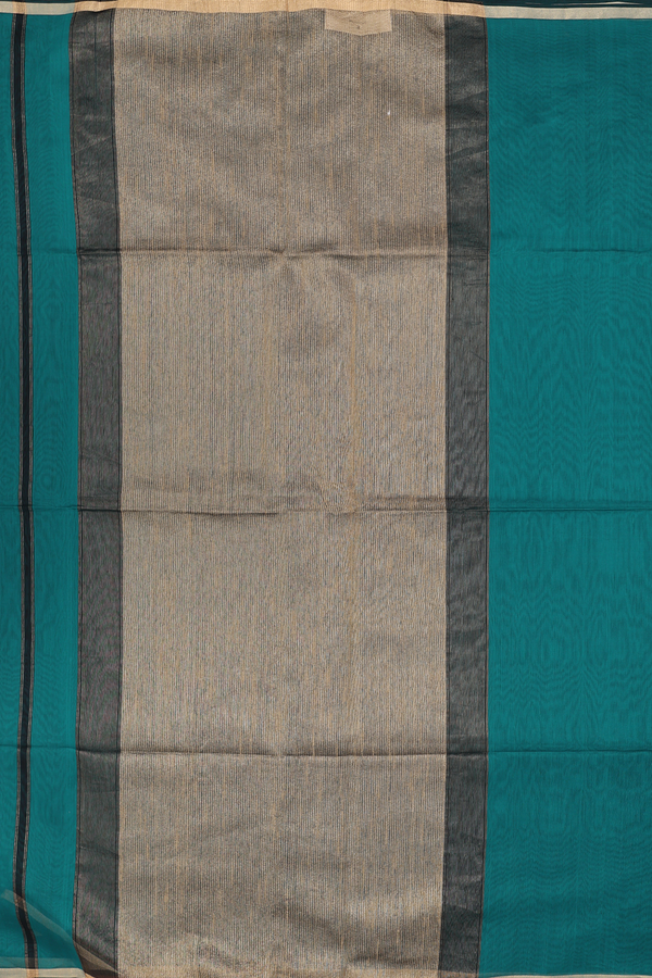 Maheswari Silk Cotton Saree In Teal Blue With Zari Border