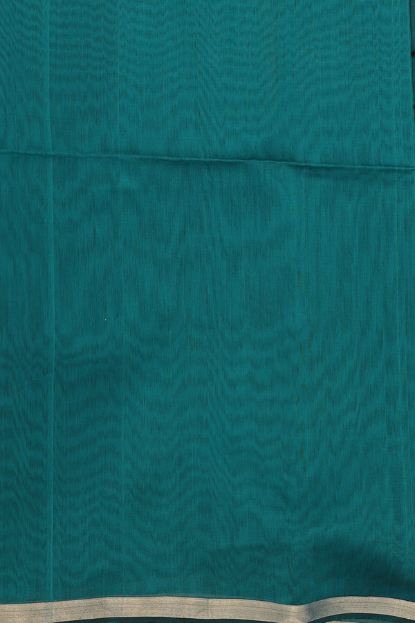 Maheswari Silk Cotton Saree In Teal Blue With Zari Border