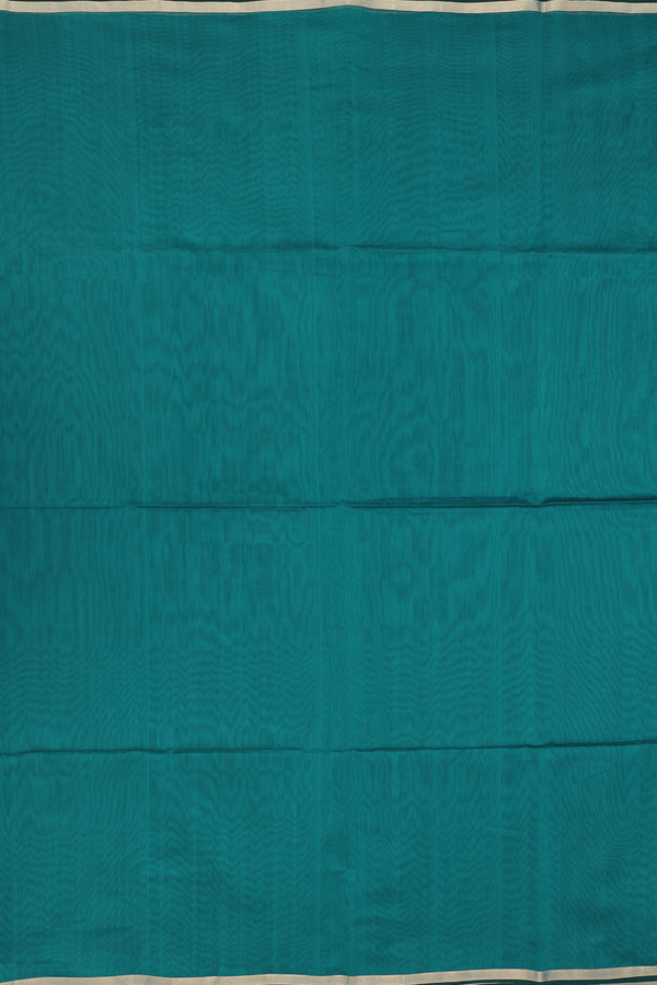 Maheswari Silk Cotton Saree In Teal Blue With Zari Border