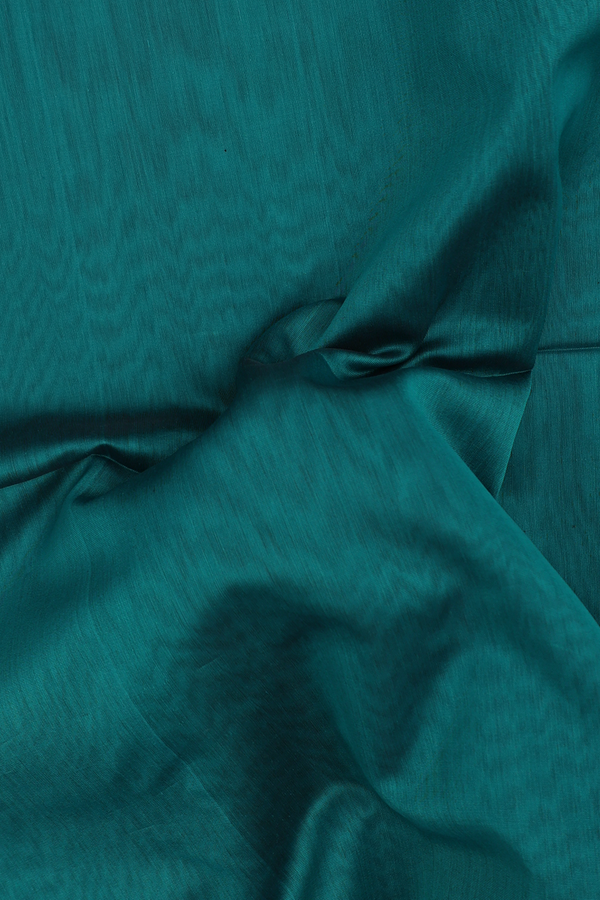 Maheswari Silk Cotton Saree In Teal Blue With Zari Border