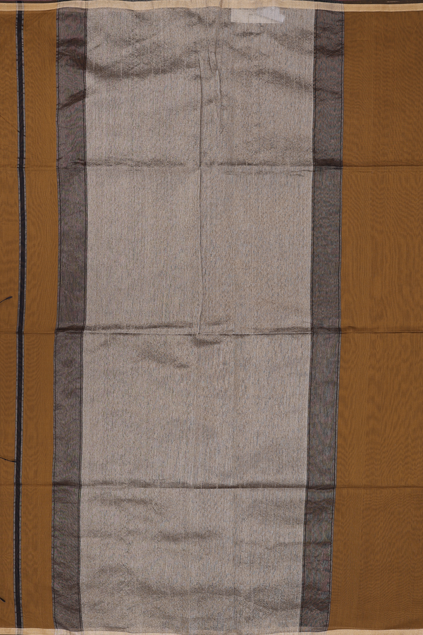 Maheswari Silk Cotton Saree In Golden Brown With Zari Border