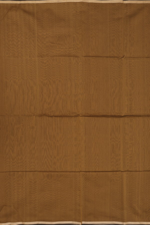 Maheswari Silk Cotton Saree In Golden Brown With Zari Border