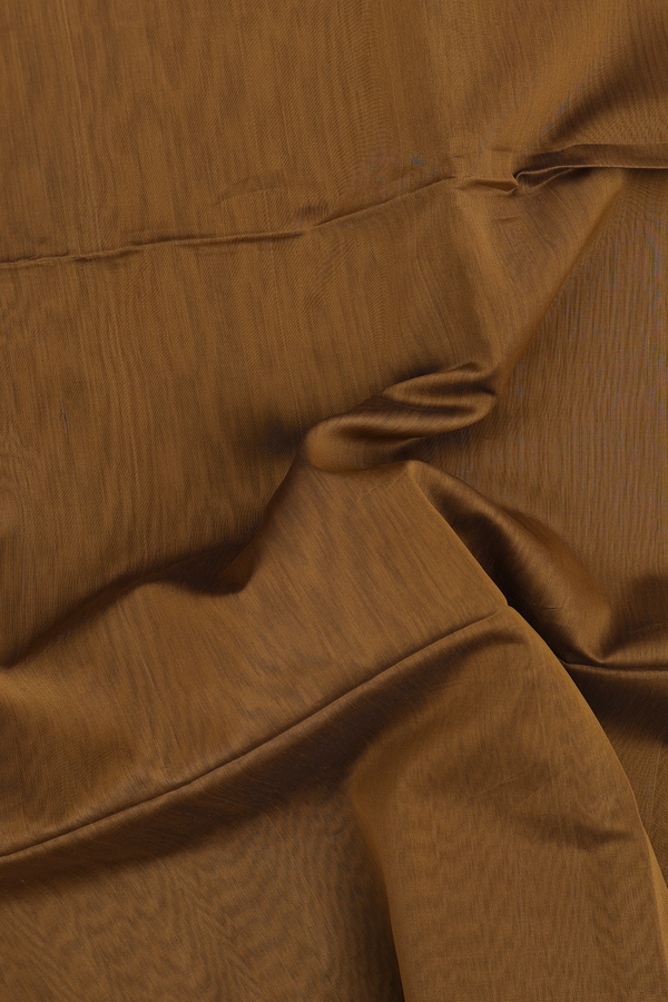 Maheswari Silk Cotton Saree In Golden Brown With Zari Border