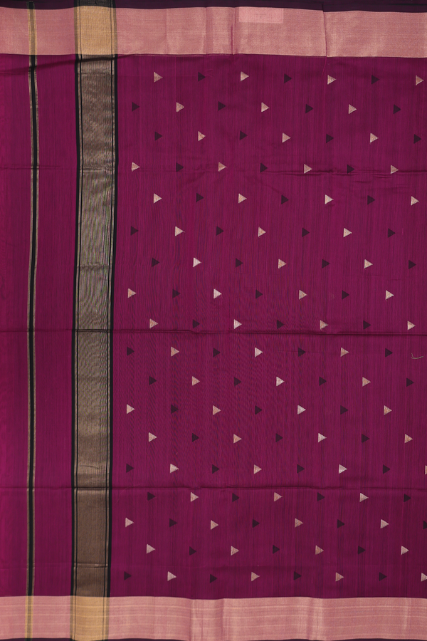 Maheswari Silk Cotton Saree In Berry Purple With Triangle Buttas