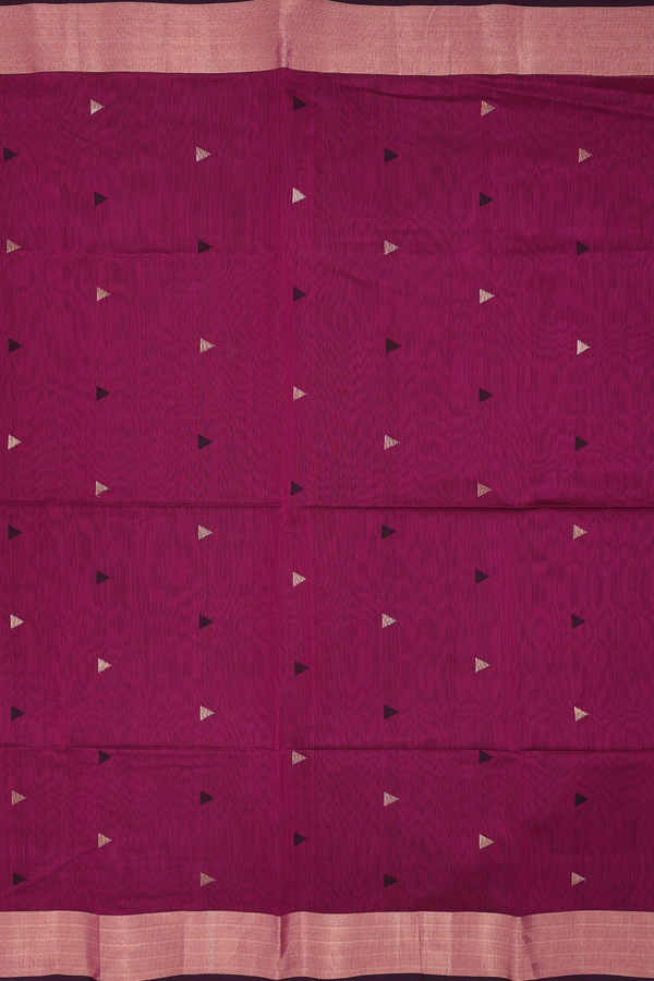 Maheswari Silk Cotton Saree In Berry Purple With Triangle Buttas