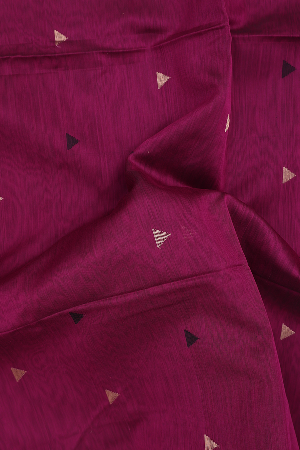 Maheswari Silk Cotton Saree In Berry Purple With Triangle Buttas