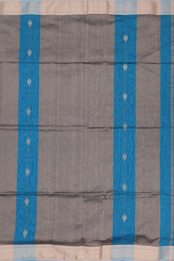 Maheswari Silk Cotton Saree In Teal Blue With Zari Design