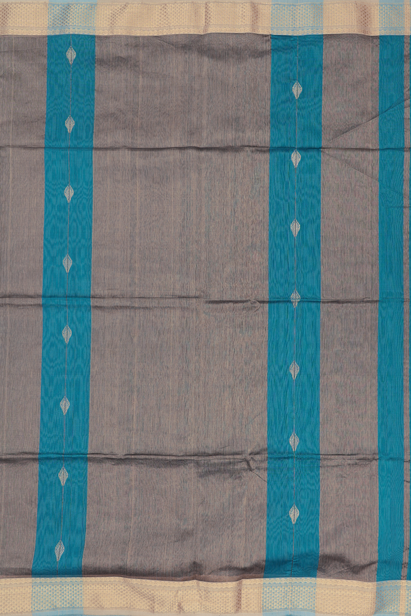 Maheswari Silk Cotton Saree In Teal Blue With Zari Design