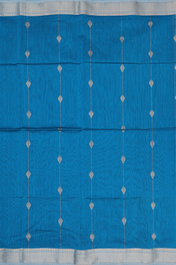 Maheswari Silk Cotton Saree In Teal Blue With Zari Design