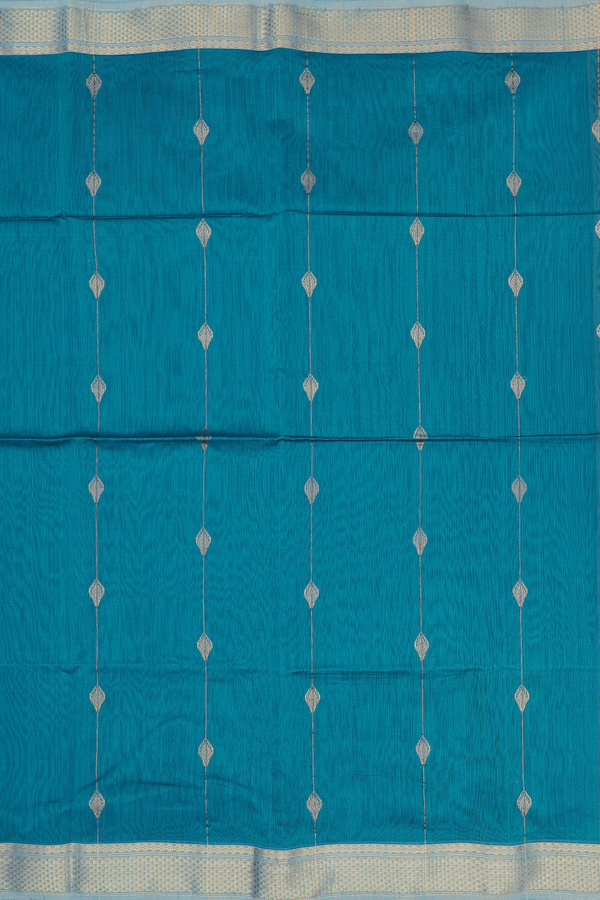 Maheswari Silk Cotton Saree In Teal Blue With Zari Design
