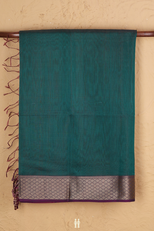 Maheswari Silk Cotton Saree In Green With Stripes Design