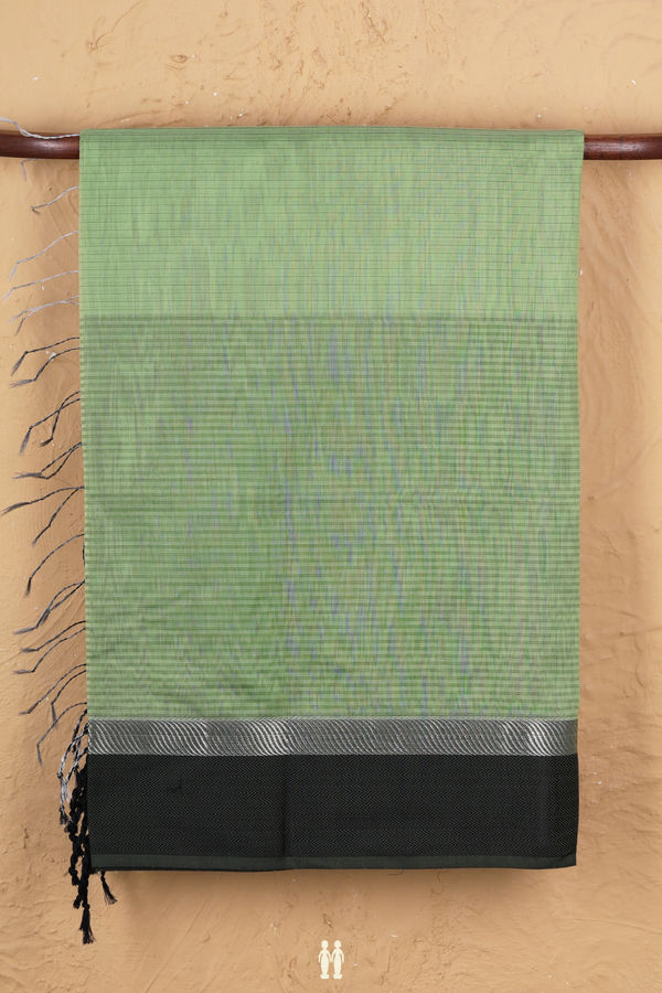 Maheswari Silk Cotton Saree In Green With Stripes Design