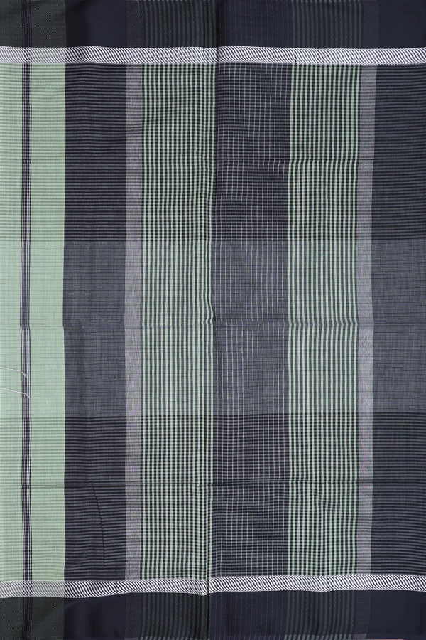 Maheswari Silk Cotton Saree In Green With Stripes Design