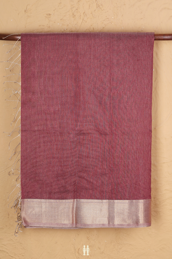 Maheswari Silk Cotton Saree In Plum Brown With Checks Design