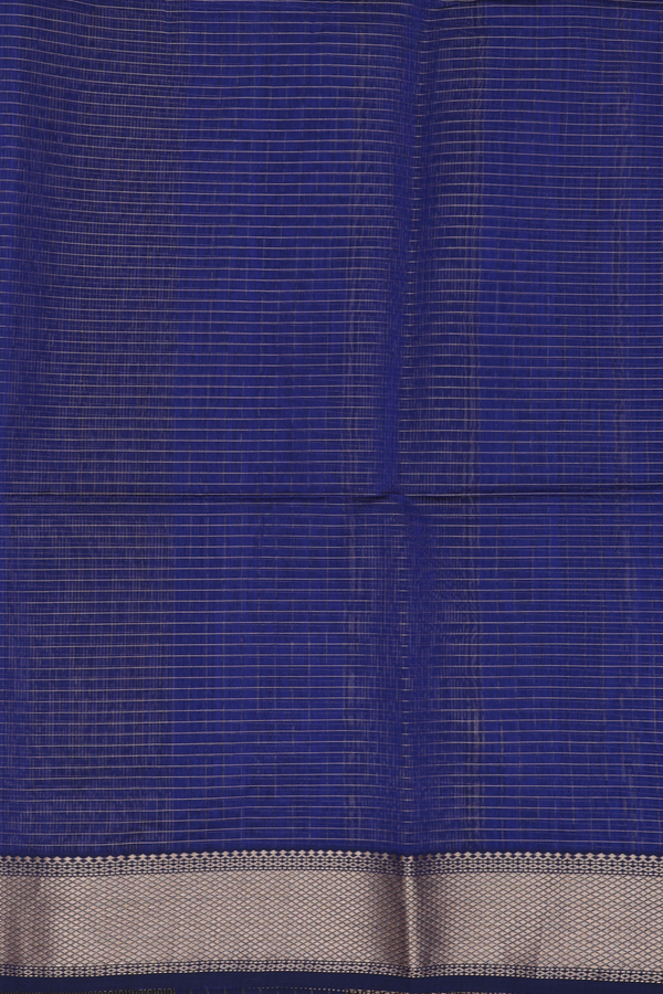 Maheswari Silk Cotton Saree In Navy Blue With Checks Design