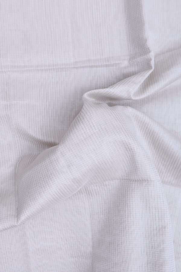Maheswari Silk Cotton Saree In White With Checks Design
