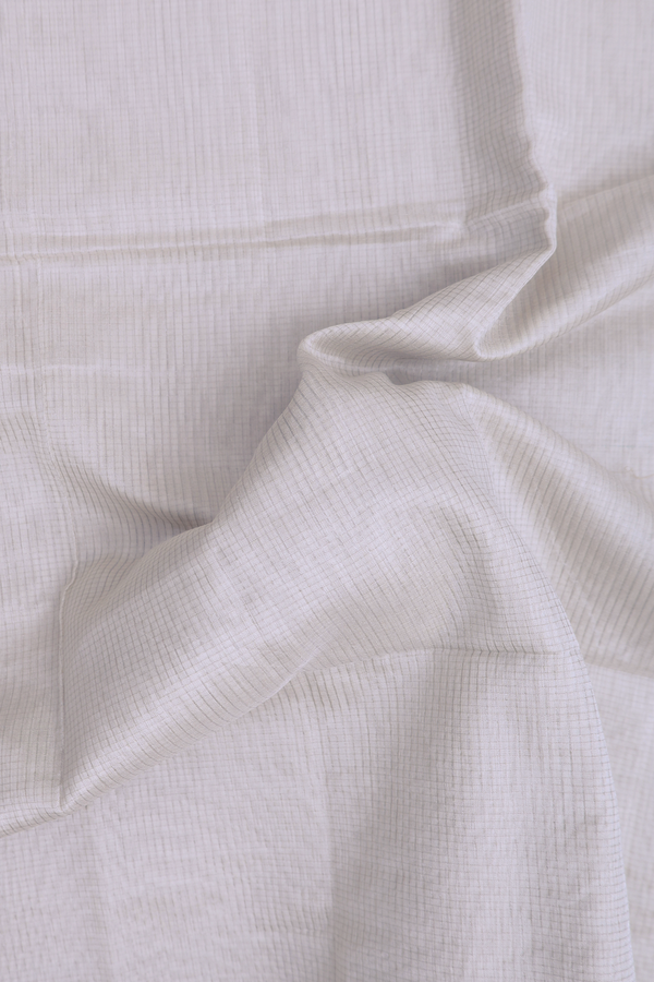 Maheswari Silk Cotton Saree In White With Checks Design