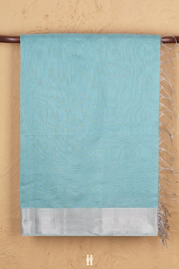 Maheswari Silk Cotton Saree In Turkish Blue With Checks Design