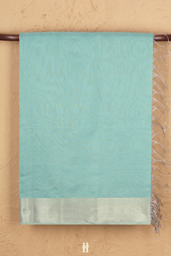 Maheswari Silk Cotton Saree In Turkish Blue With Checks Design