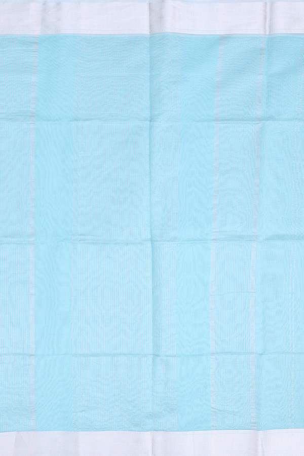 Maheswari Silk Cotton Saree In Turkish Blue With Checks Design