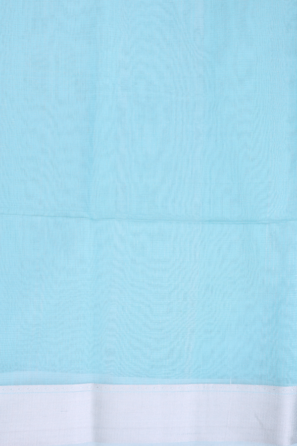 Maheswari Silk Cotton Saree In Turkish Blue With Checks Design
